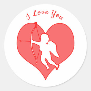 Sticker Rond Cupidon Amour Saint-Valentin