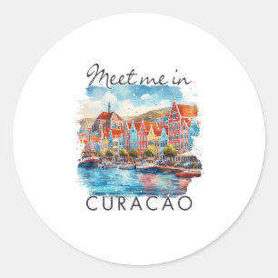 Sticker Rond Curacao Îles Caraïbes Voyage Voyage Rencontre-moi