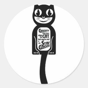 Sticker Rond Curieux chat noir