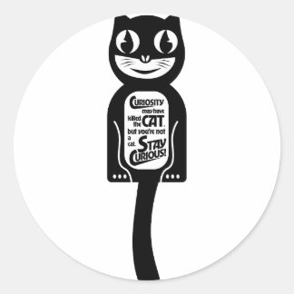 Sticker Rond Curieux chat noir