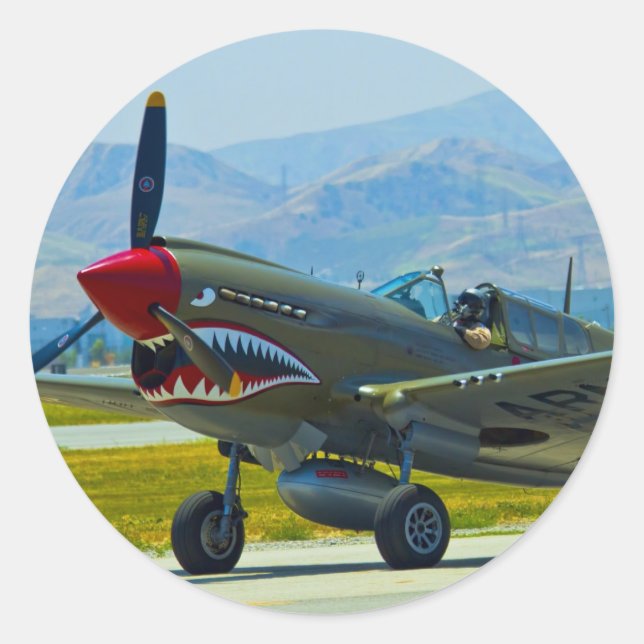 Sticker Rond Curtis P-40 Warhawk (Devant)