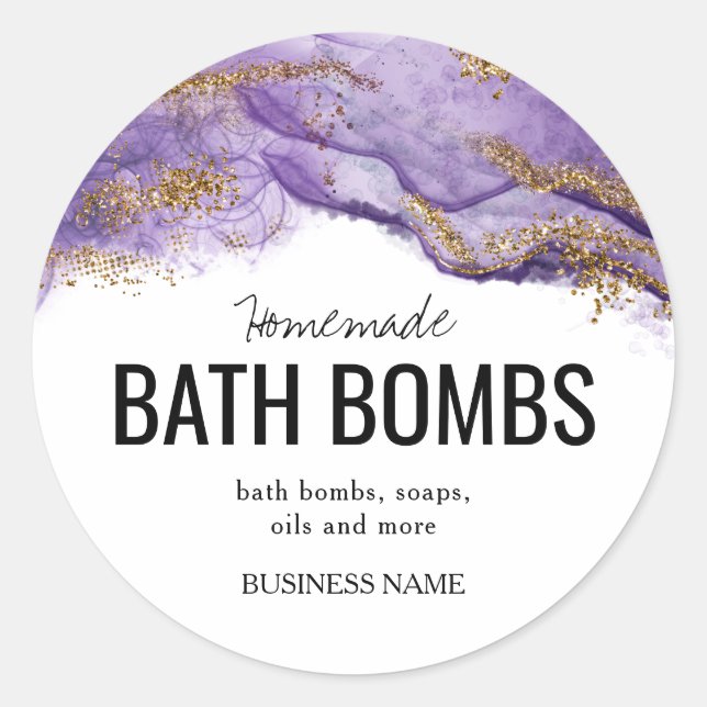 Sticker Rond Custom Bath Bomb Label Template – Editable Logo &  (Devant)