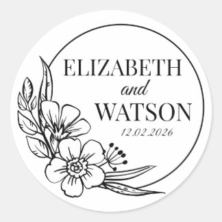 Sticker Rond Custom Black and White Wedding Create Your Own DIY