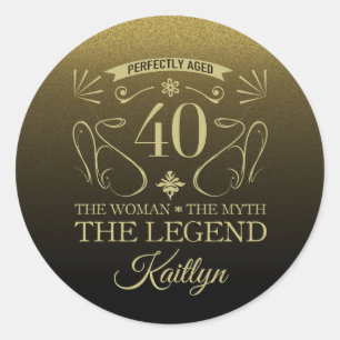 Sticker Rond Custom Cute Happy 40th Birthday