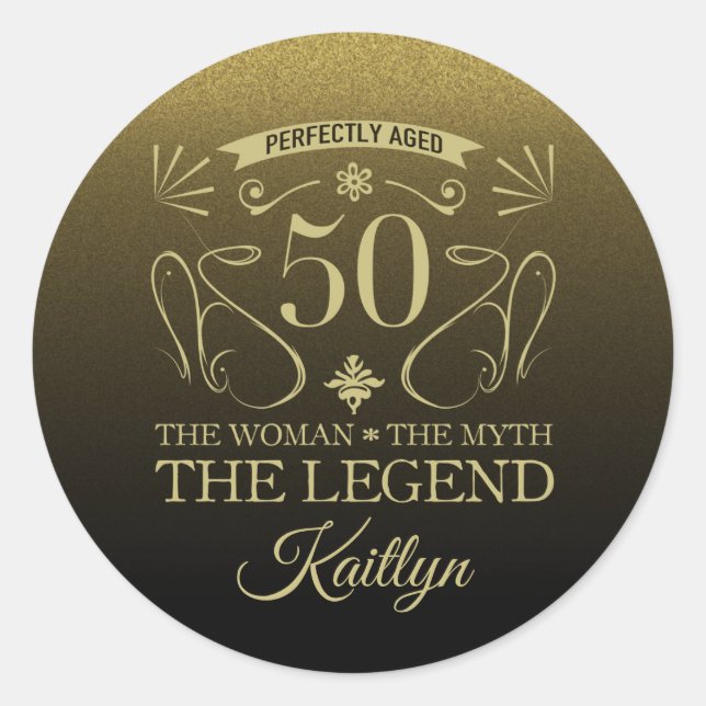 Sticker Rond Custom Cute Happy 50th Birthday (Devant)