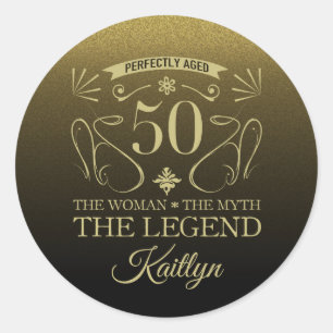 Sticker Rond Custom Cute Happy 50th Birthday