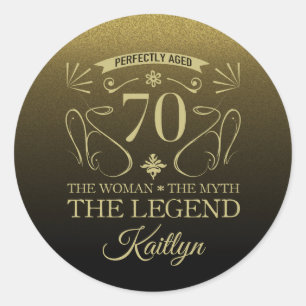 Sticker Rond Custom Cute Happy 70th Birthday