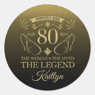 Sticker Rond Custom Cute Happy 80th Birthday