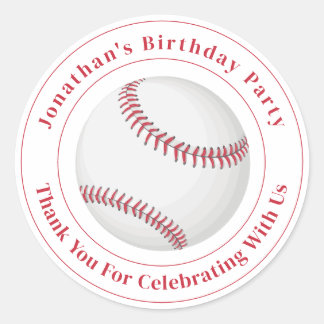 Sticker Rond Custom Details Baseball Ball Sport Birthday Event