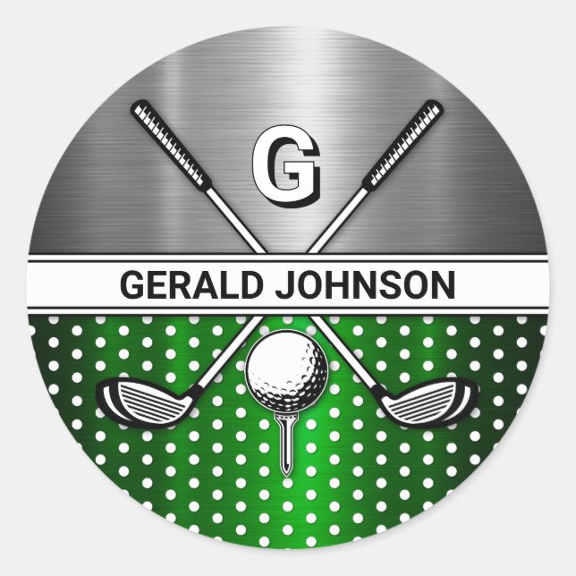 Sticker Rond Custom Elegant Golf Monogram (Devant)