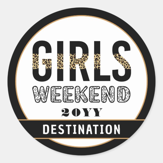 Sticker Rond Custom Girls Week-end Girls Trip Vacances (Devant)