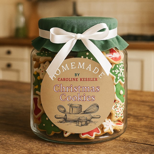 Sticker Rond Custom Homemade Christmas Cookies Label Sheet (Créateur téléchargé)