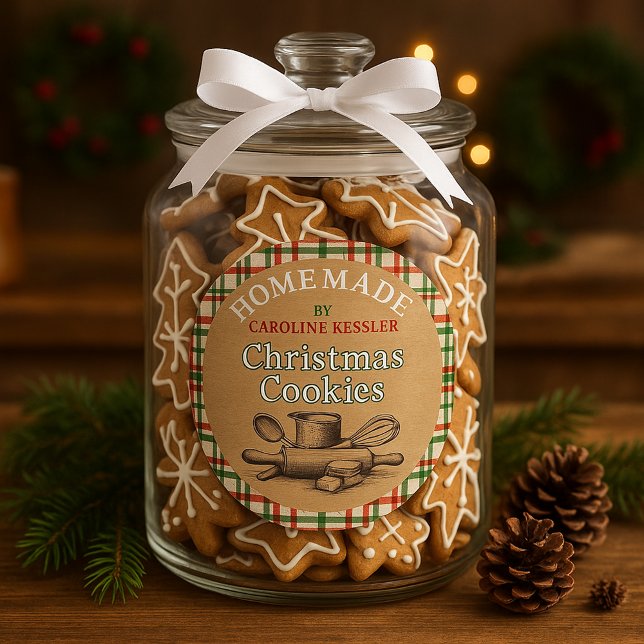 Sticker Rond Custom Homemade Christmas Cookies Label Sheet (Créateur téléchargé)