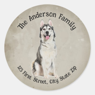 Sticker Rond Custom Husg Chien Animal Art