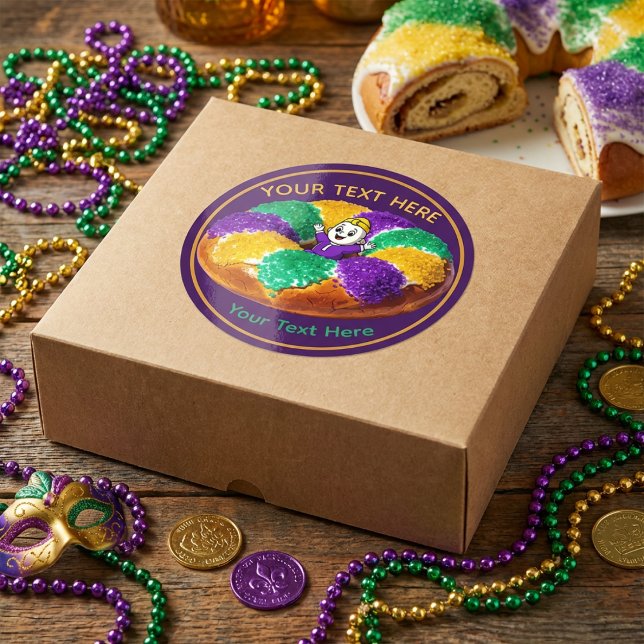 Sticker Rond Custom Mardi Gras King Cake & Baby (Créateur téléchargé)