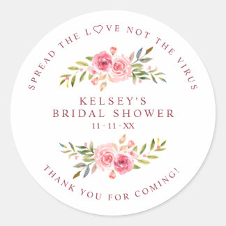 Sticker Rond Custom Pink Garland Wreath Bridal Shower Sanitizer