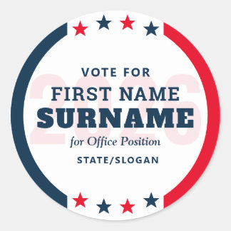 Sticker Rond Custom Political Election Campaign Candidate Name