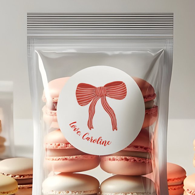 Sticker Rond Custom Red Bow Personalized Valentine's Day  (Créateur téléchargé)