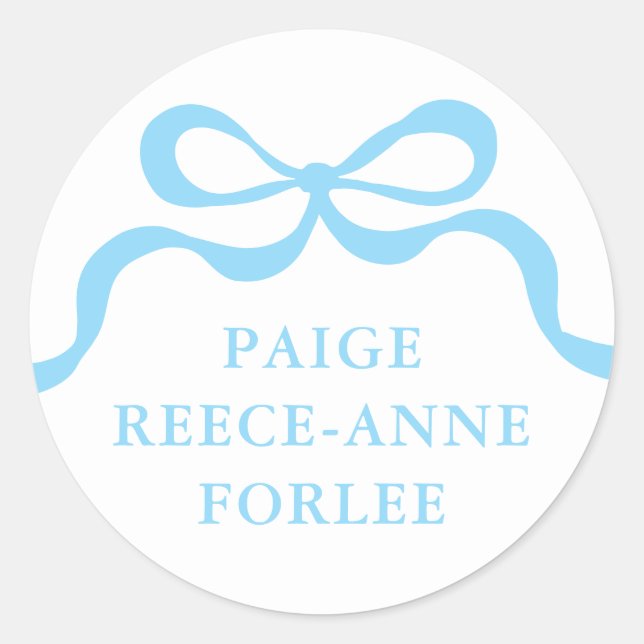 Sticker Rond Custom Retro Boy Blue Bow Baby Birth Announcement  (Devant)