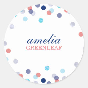 Sticker Rond CUSTOM SEAL mignon confetti point motif corail ble