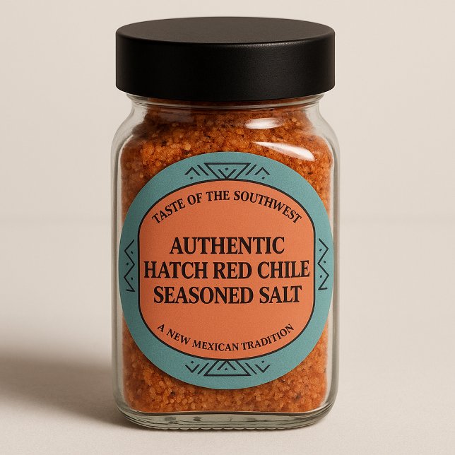 Sticker Rond Custom Southwest Authentic Hatch Red Chile Spice (southwestern spice jar labels, suggested use )