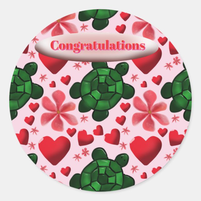 Sticker Rond Custom turtle pattern  wrapping paper (Devant)