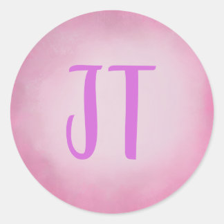Sticker Rond Customizable Elegant Pink Watercolour Round Frame