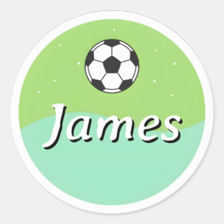 Sticker Rond Customizable Kids Name Sticker– Soccer Ball Design