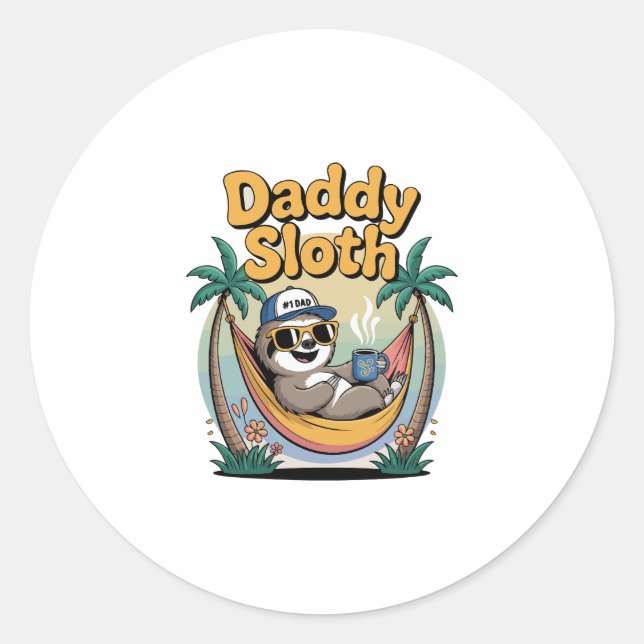 Sticker Rond Cut Daddy Sloth Père (Devant)