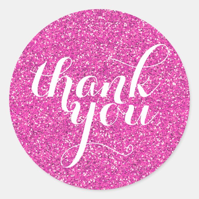 Sticker Rond CUT MERCI moderne parties scintillant simple rose  (Devant)