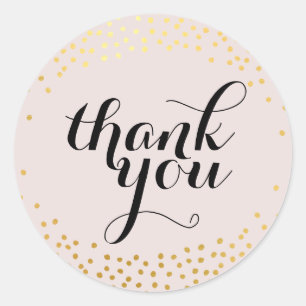 Sticker Rond CUT MERCI SEAL or confetti rose pâle