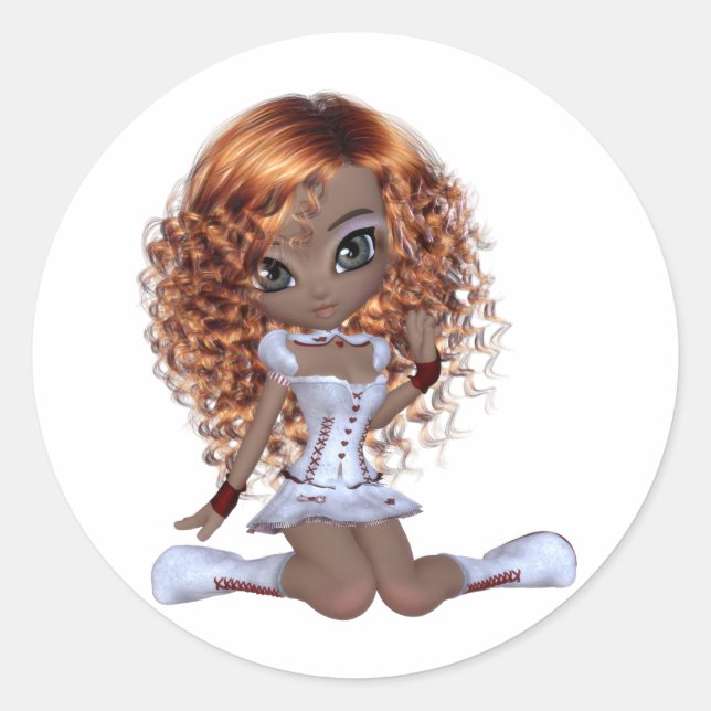 Sticker Rond Cute Africaine Américaine (Devant)