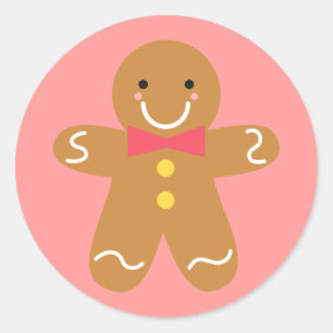 Sticker Rond Cute and Happy Gingerbread