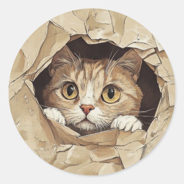 Sticker Rond Cute and Playful Kitten (Devant)