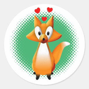 Sticker Rond Cute animal caricature Fox