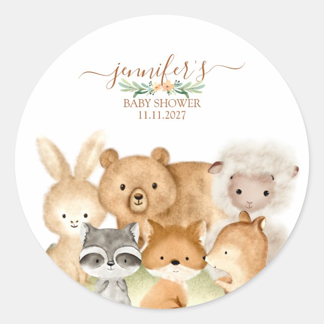 Sticker Rond Cute Animals Fur Wild Forest (Devant)