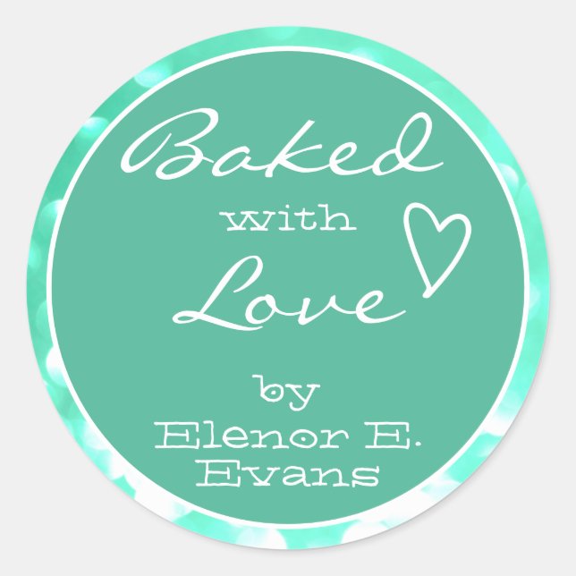 Sticker Rond Cute Aqua Turquoise Orbes vertes Frame cuit avec a (Devant)