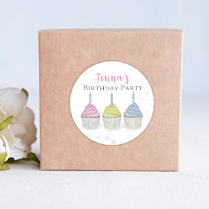 Sticker Rond Cute Aquarelle Cupcakes Whimsical