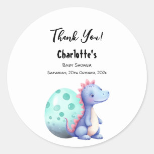 Sticker Rond Cute aquarelle Petit Baby shower Dinosaure