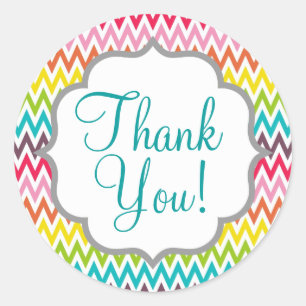 Sticker Rond Cute arc-en-ciel Chevron Stripes
