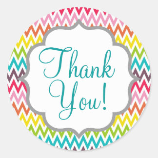 Sticker Rond Cute arc-en-ciel Chevron Stripes