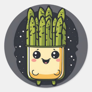 Sticker Rond Cute Asparagus Veggie