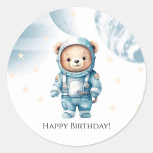 Sticker Rond Cute astronaute Teddy Bear Anniversaire