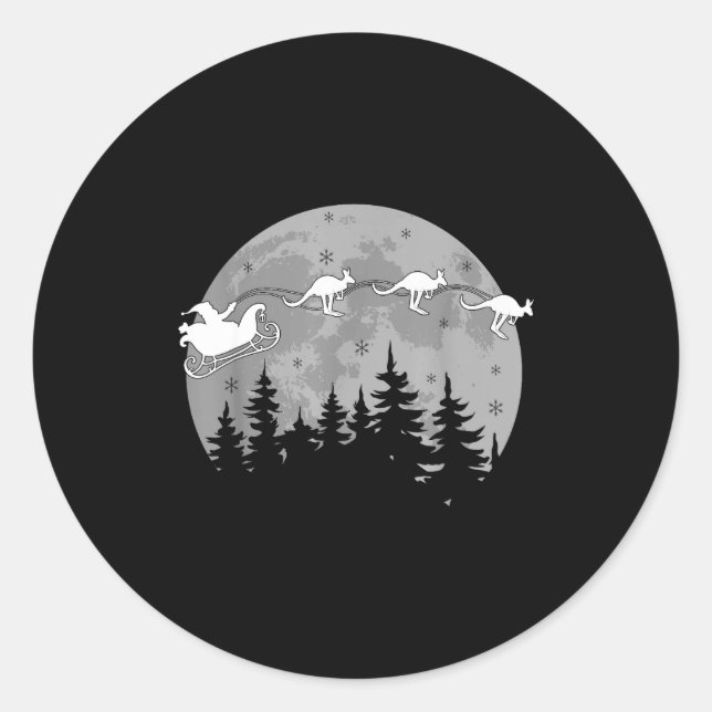 Sticker Rond Cute Australia Kangaroo Santa Sleigh Aussie Christ (Devant)