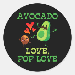 Sticker Rond Cute Avocados Danser Ensemble Avocado Love Pop Lo
