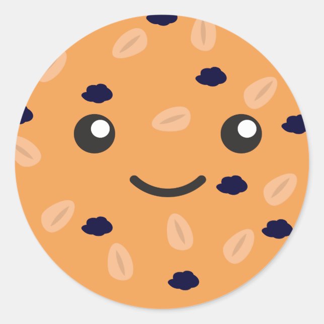 Sticker Rond Cute avoine Raisin Cookie (Devant)