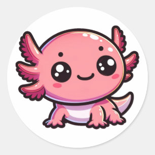 Sticker Rond Cute Axolotl