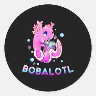Sticker Rond Cute Axolotl Lover Bobalotl Boba Kawaii Anime Japa