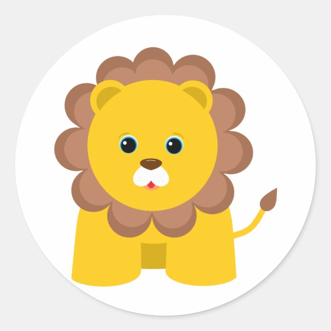 Sticker Rond Cute Baby Lion (Devant)