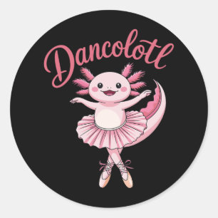 Sticker Rond Cute Ballerina Ballet Axolotl Danser Danser Drôle